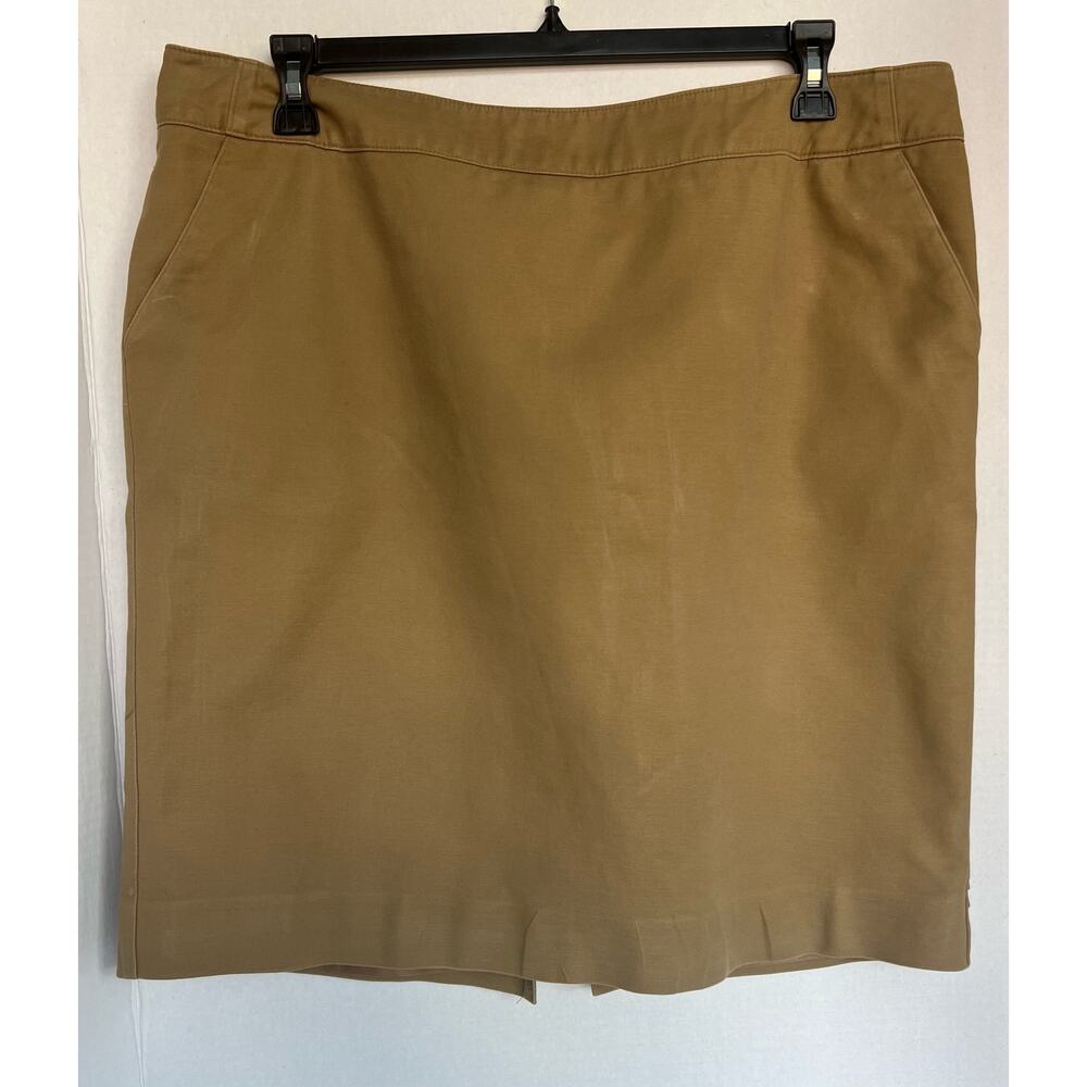 Merona Stretch Straight Tan MIDI Pencil Back Zip Pockets Lined Skirt Size‎ 18